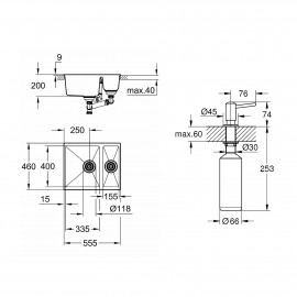 Набор Grohe мойка кухонная K500 31648AP0 + дозатор для моющего средства Contemporary 40536000