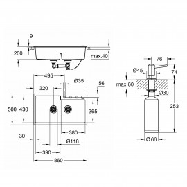 Набор Grohe мойка кухонная K500 31649AT0 + дозатор для моющего средства Contemporary 40536000