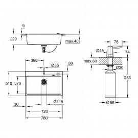 Набор Grohe мойка кухонная K700 31652AP0 + дозатор для моющего средства Contemporary 40536000
