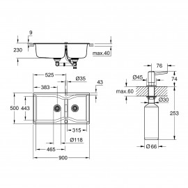 Набор Grohe мойка кухонная K700 31658AT0 + дозатор для моющего средства Contemporary 40536000