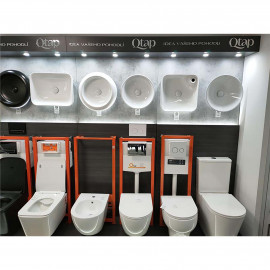 Стенд Qtap під кераміку premium 2300x1000x600 мм, LED підсвічування, графіт + сірий (комплект)