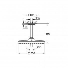 Лейка для верхнего душа с держателем Grohe Tempesta 250 Cube