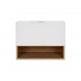 Тумба подвесная Qtap Robin 600х476х470 White/Whitish oak со столешницей QT1379TPН6001WWO