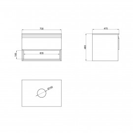 Тумба подвесная Qtap Robin 700х476х437 White/Whitish oak со столешницей QT1379TPН7001WWO