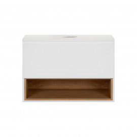 Тумба подвесная Qtap Robin 700х476х437 White/Whitish oak со столешницей QT1379TPН7001WWO