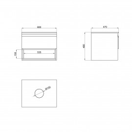 Тумба подвесная Qtap Robin 600х476х437 Graphite/Whitish oak со столешницей QT1379TPН6002GWO
