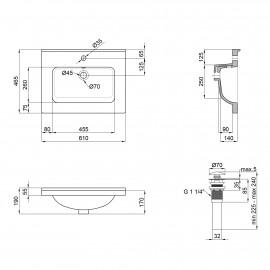 Раковина Qtap Albatross 01 610х467х195 White с донным клапаном QT0111FL8167AW