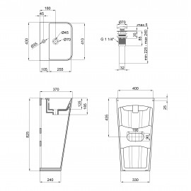Раковина напольная моноблок Qtap Tern 440х380х830mm White с донным клапаном QT1711G302W