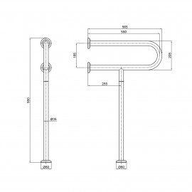 Поручень двойной для раковины Qtap Freedom 520х900 Chrome QT229111CHR