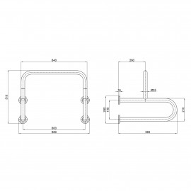 Поручень двойной для писсуара Qtap Freedom 600x520 Chrome QT229188CHR