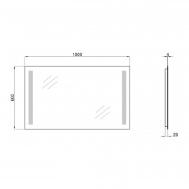 Зеркало Qtap Mideya New 1000х600 с LED-подсветкой, Reverse QT20781403W