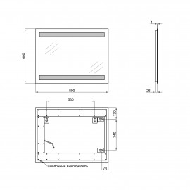 Зеркало Qtap Mideya New 600х800 с LED-подсветкой, Reverse QT2078142270100W