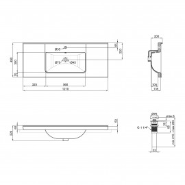 Раковина Qtap Albatross Q 1200х480х230 White с донным клапаном QT01115120QW