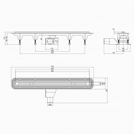 Трап Qtap Aries CRM70650304 щелевой с гидрозатвором и нержавеющей планкой