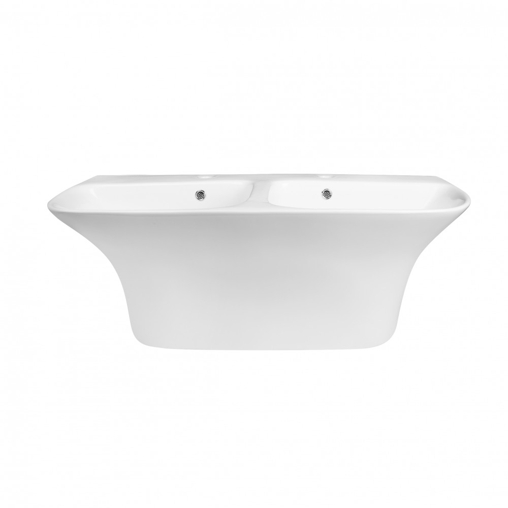 Раковина подвесная моноблок двойная Qtap Virgo 1000х410х360 White с донным клапаном QT1811G760W