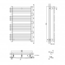 Полотенцесушитель водяной Qtap Dias (BLA) P18 1000x600 HY