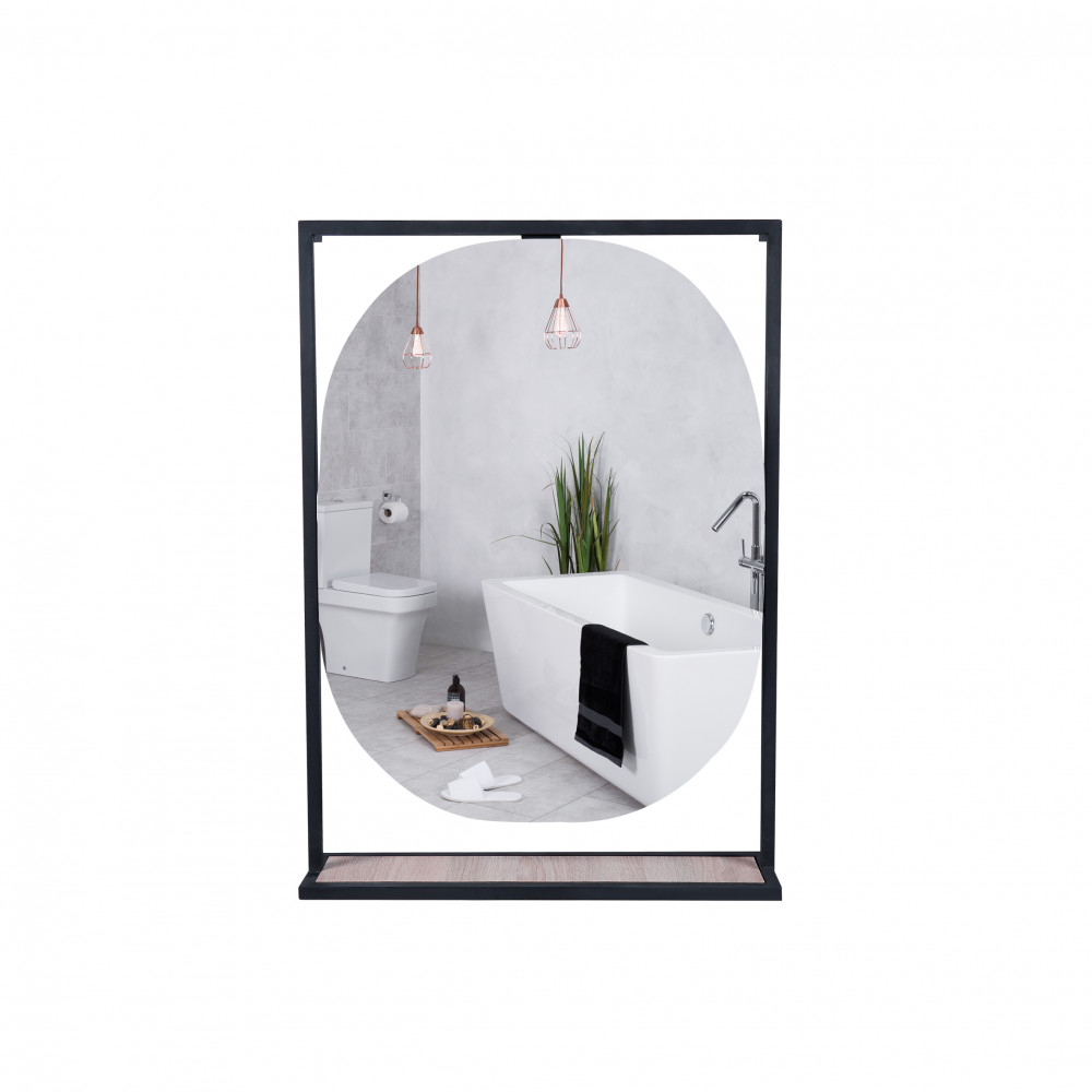 Зеркало Qtap Taurus 600х850х140 Black/Whitish oak с LED-подсветкой QT2478ZP600BWO