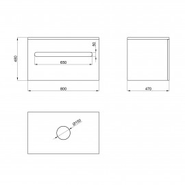 Тумба подвесная Qtap Virgo 800х476х469 Black/White со столешницей QT1879TPА802BW