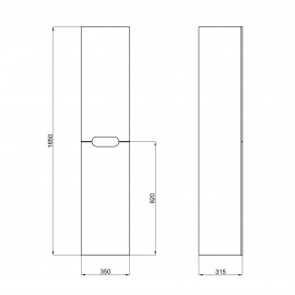 Пенал подвесной Qtap Virgo 350х1600х316 Black/White QT1876PP1652RBW