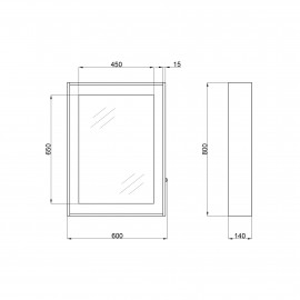 Зеркальный шкаф подвесной Qtap Pisces 600х800х140 Whitish oak с LED-подсветкой QT2577ZP6003WO