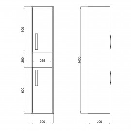 Пенал подвесной Qtap Pisces 300х1400х300 Whitish oak QT2576PP1451RWO