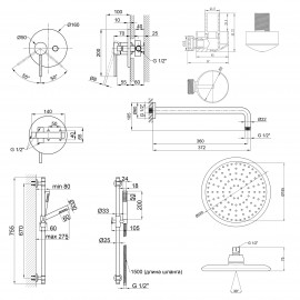 Комплект 5 в 1 душевая система скрытого монтажа Qtap 103
