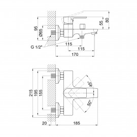 Смеситель для ванны Qtap Leo 3062102GC