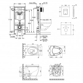Набор инсталляция 4 в 1 Grohe Rapid SL 38772001 + унитаз с сиденьем Qtap Leo QT11331002ERW