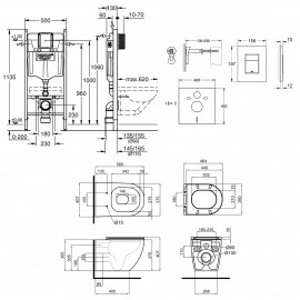 Набор инсталляция 4 в 1 Grohe Rapid SL 3884000G + унитаз с сиденьем Qtap Robin QT13332141ERMB