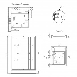 Набор Lidz душевая кабина Wiezak SC80x80.SAT.LOW.L, стекло Linie 4 мм + поддон Mazur