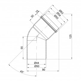 Колено ПВХ канализационное 50, 45°