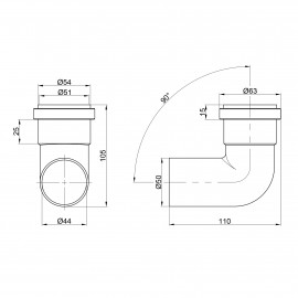 Колено ПВХ канализационное 50, 90°