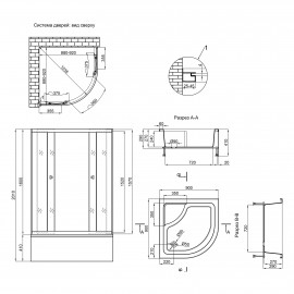 Набор Lidz душевая кабина Latwa SC90x90.SAT.HIGH.GR, стекло тонированное 4 мм + поддон с панелью Kupala
