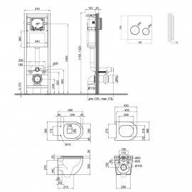 Набор Qtap инсталляция 4 в 1 с панелью смыва Nest (QT0233M370 + QT0211P01V1178MB) + унитаз с сиденьем Robin QT1333046ENRMB