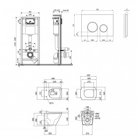 Набор Qtap инсталляция 4 в 1 с панелью смыва Nest (QT0133M425 + QT0111M11V1146MB) + унитаз с сиденьем Tern QT1733052ERMB