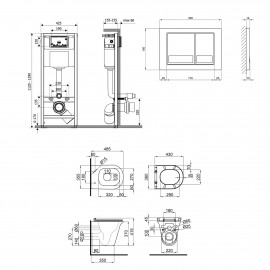 Набор Qtap инсталляция 4 в 1 с панелью смыва Nest (QT0133M425 + QT0111M06029SAT) + унитаз с сиденьем Virgo QT1833051ERW