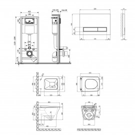 Набор Qtap инсталляция 4 в 1 с панелью смыва Nest (QT0133M425 + QT0111M08382SAT) + унитаз с сиденьем Gemini QT25332614EW