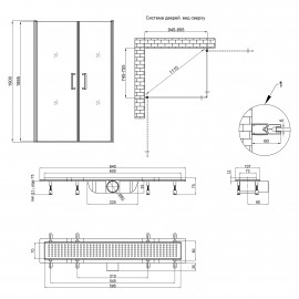 Набор Qtap душевая кабина Gemini CRM1018RC6 100х80 см, стекло Clear 6 мм + трап линейный Dry FB304-600 с сухим затвором и нержавеющей решеткой 600х73 мм