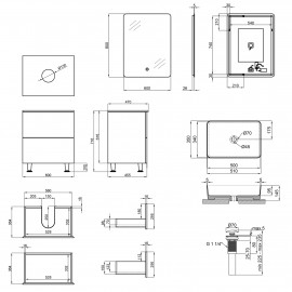 Комплект мебели для ванной Qtap тумба + раковина + зеркало QT044VI43014