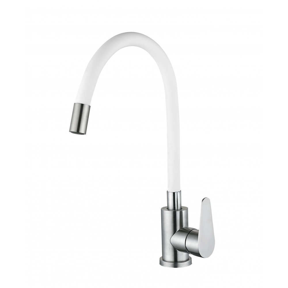 Смеситель для кухни Lidz Vida 04R-WFS, U-образный гибкий White (k35)