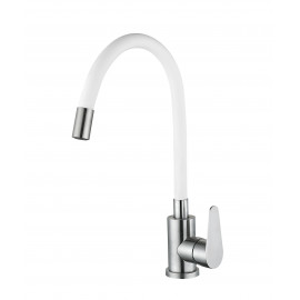 Смеситель для кухни Lidz Vida 04R-WFS, U-образный гибкий White (k35)