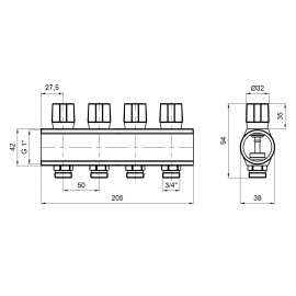 Коллектор Icma с регулировочными вентилями 1