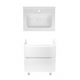 Комплект Qtap тумба напольная Scorpio 600х825х460 мм White + раковина врезная Albatross 01 QT71SC43952
