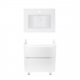 Комплект Qtap тумба напольная Scorpio 600х825х460 мм White + раковина врезная Albatross E QT71SC43954