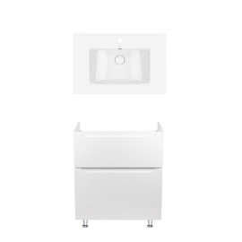 Комплект Qtap тумба напольная Scorpio 700х825х460 мм White + раковина врезная Albatross QT71SC43956