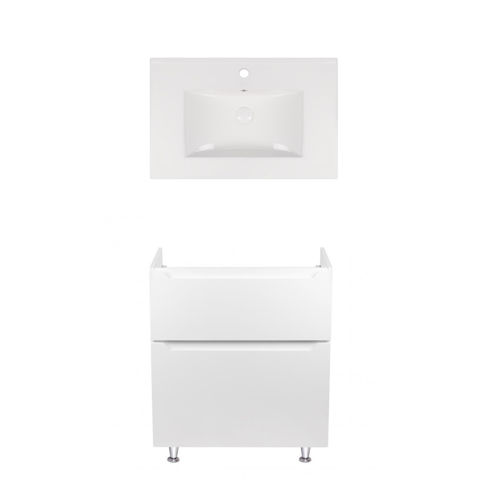 Комплект Qtap тумба напольная Scorpio 700х825х460 мм White + раковина врезная Albatross New QT71SC43958