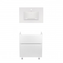 Комплект Qtap тумба напольная Scorpio 700х825х460 мм White + раковина врезная Albatross New QT71SC43958