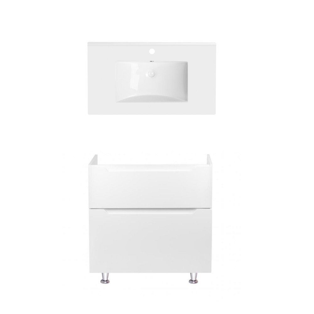 Комплект Qtap тумба напольная Scorpio 800х825х460 мм White + раковина врезная Albatross QT71SC43959