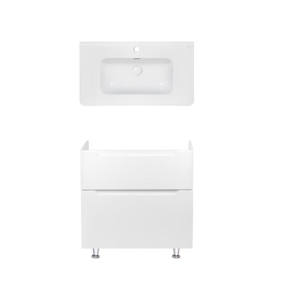Комплект Qtap тумба напольная Scorpio 800х825х460 мм White + раковина врезная Albatross 9H QT71SC43961