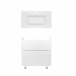 Комплект Qtap тумба напольная Scorpio 800х825х460 мм White + раковина врезная Albatross 9H QT71SC43961